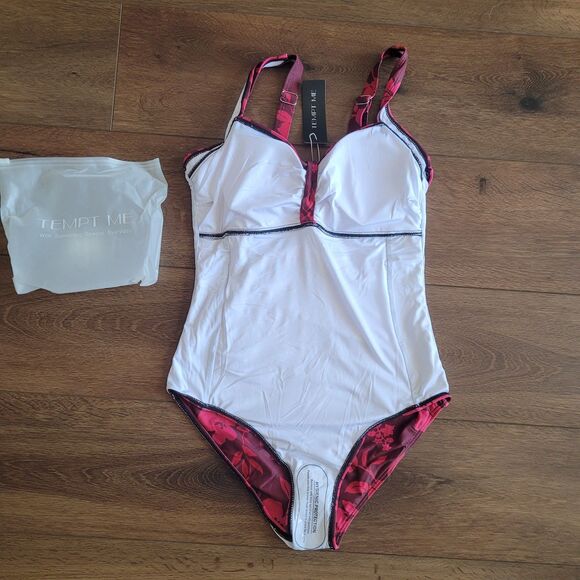 Tempt Me Women S Ruched Slimming One Piece Swimsuit Tummy Control Vintage NEW - Picture 8 of 16